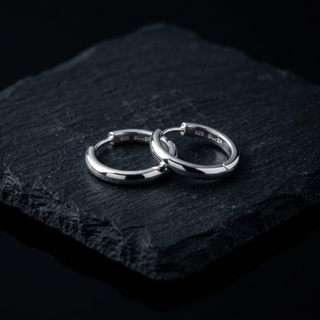 Polished Silver Hoops